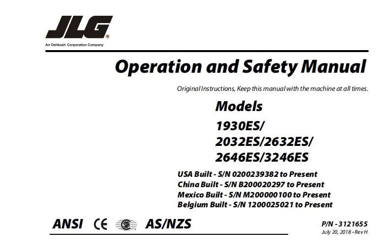 JLG-2646ES-Operations-Manual操作与维护保养说明书手册