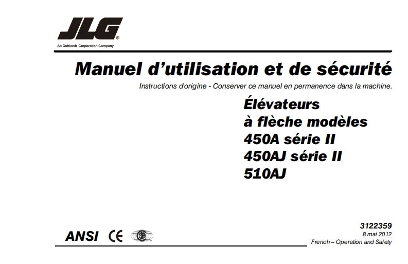 JLG-450AJ操作与日常维护说明书手册