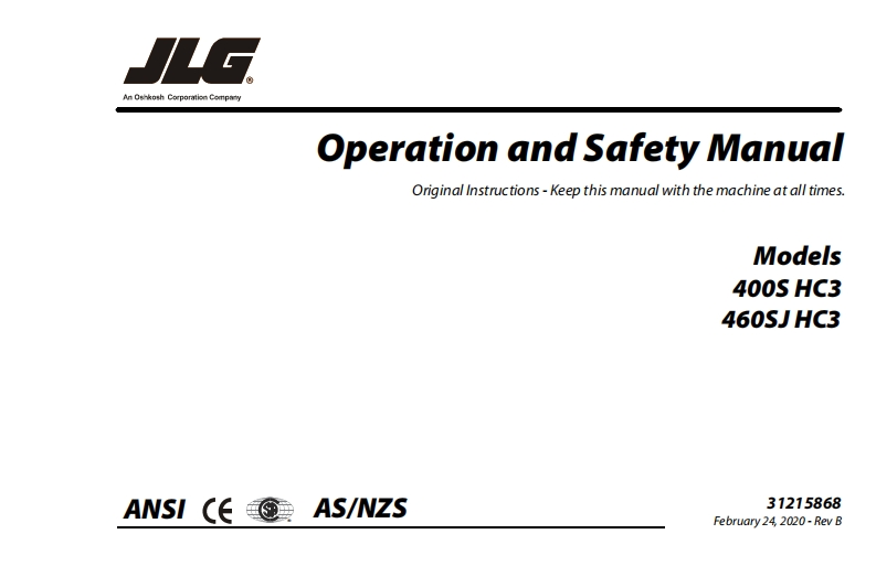 JLG-460SJ-HC3-Operations-Manual操作与维护保养说明书手册