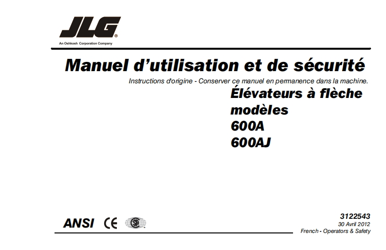JLG-600AJ操作与日常维护说明书手册