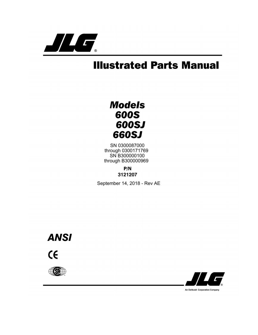 JLG-AE_600S-600SJ-660SJ_JLG_Parts_English维修维护与零部件目录手册