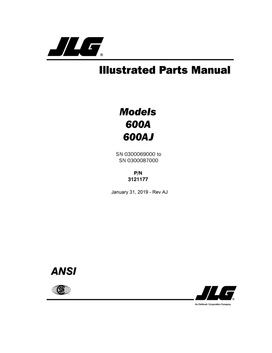 JLG-AJ_-600A-600AJ_JLG_Parts_English维修维护与零部件目录手册