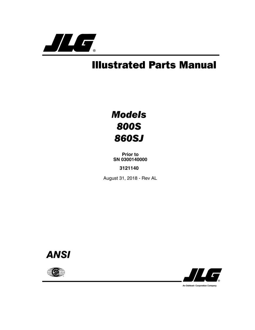 JLG-AL_800S-860SJ_JLG_Parts_English维修维护与零部件目录手册