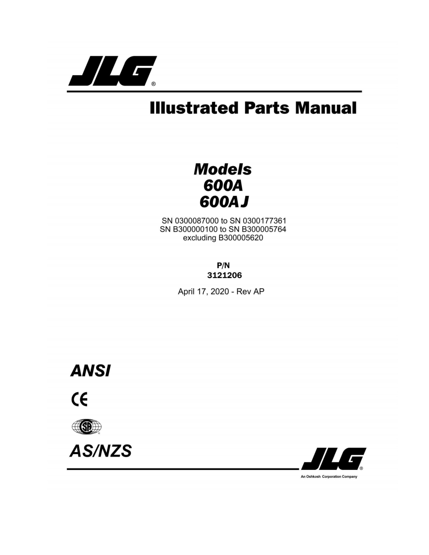JLG-AP_600A-600AJ_JLG_Parts_English维修维护与零部件目录手册