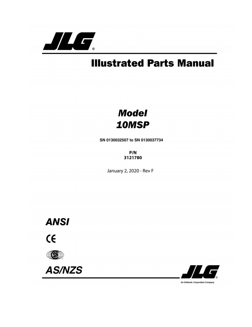 JLG-F_10MSP_JLG_Parts_English维修维护与零部件目录手册