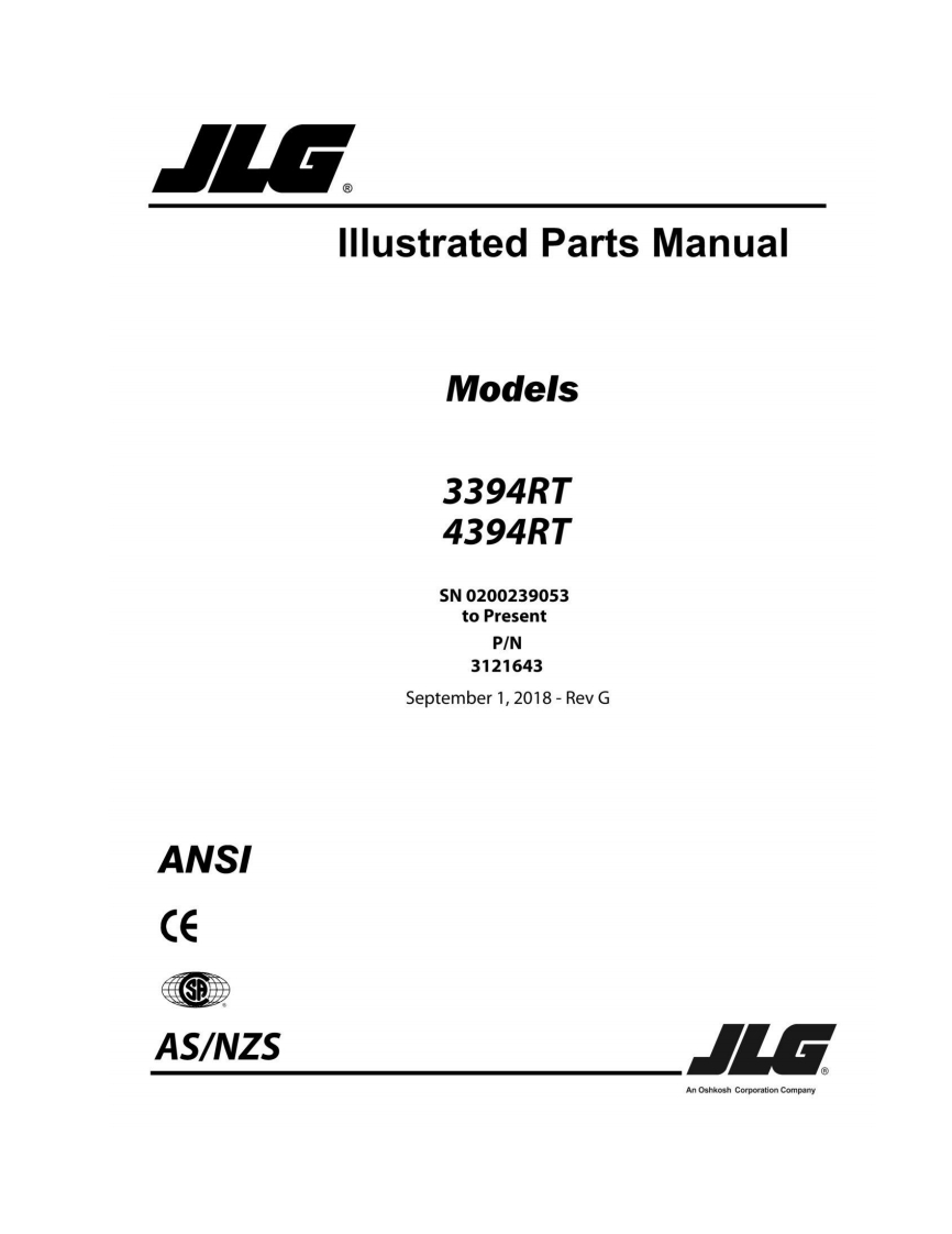 JLG-G_3394RT-4394RT_JLG_Parts_English维修维护与零部件目录手册