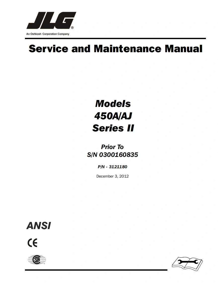 JLG-Modeis-450A_AJ-Series-ll零部件手册含液压原理图