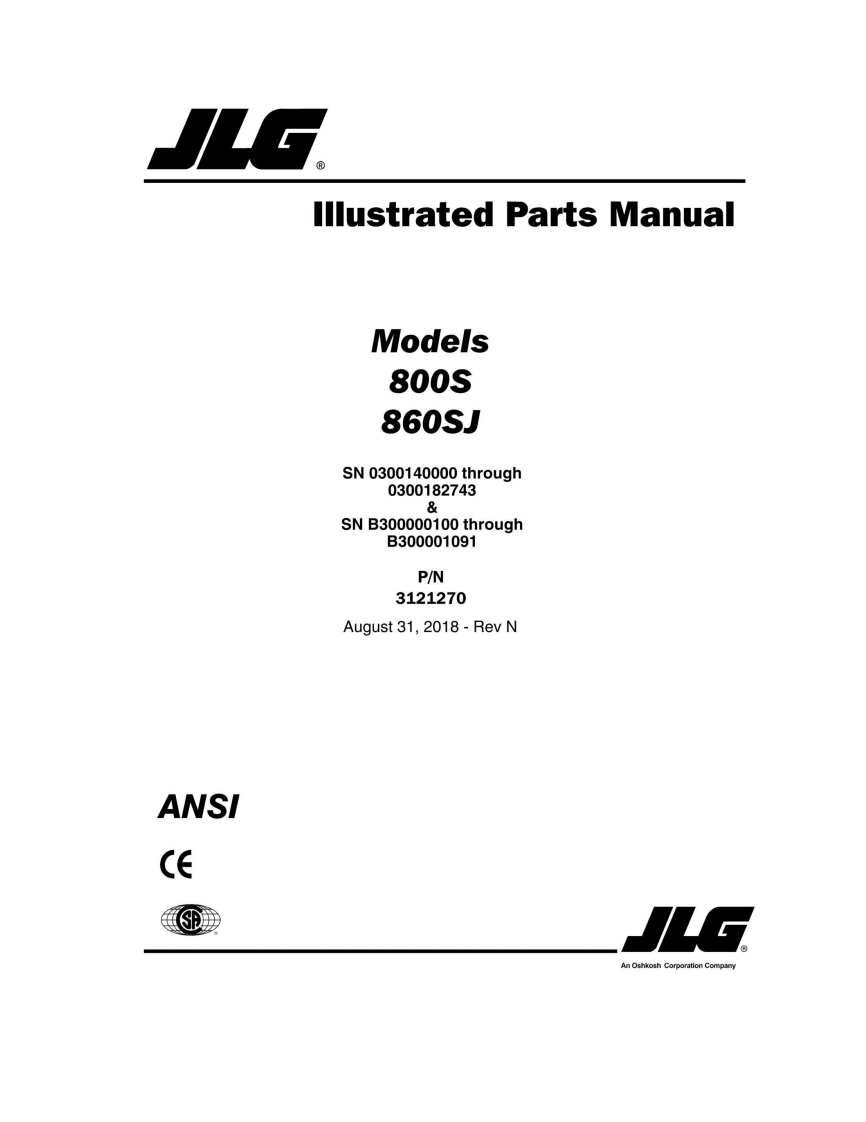 JLG-N_800S-860SJ_JLG_Parts_English维修维护与零部件目录手册