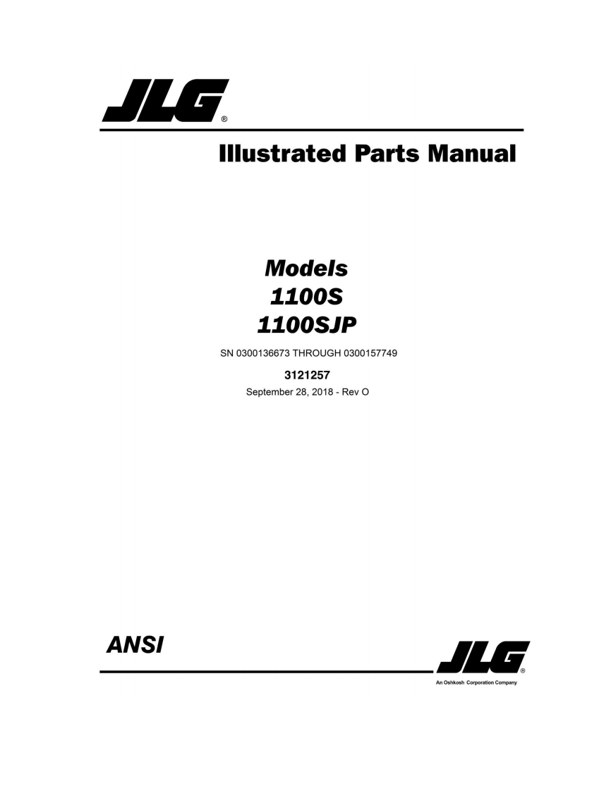 JLG-O_1100S-1100SJP_JLG_Parts_English维修维护与零部件目录手册