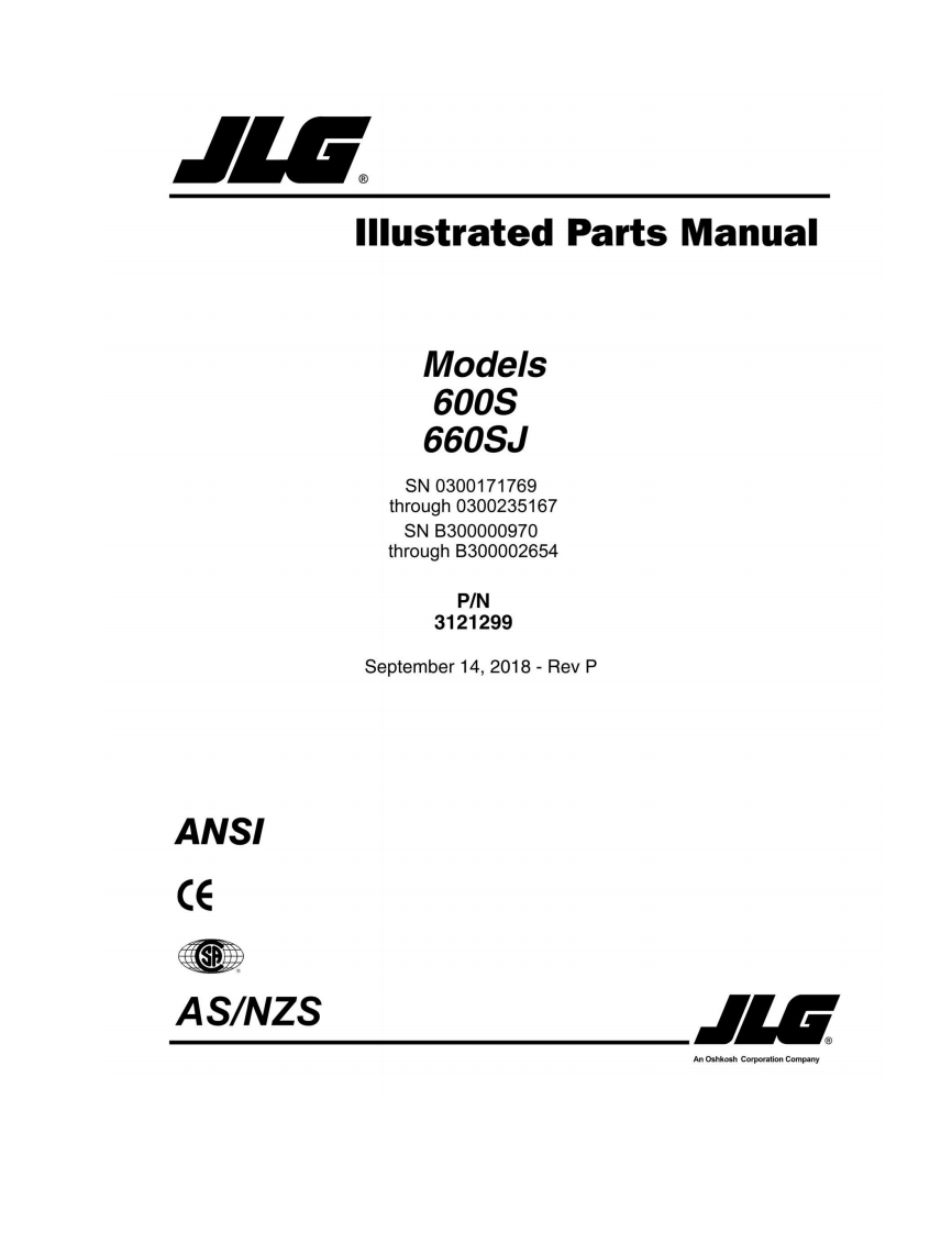 JLG-P_600S-660SJ_JLG_Parts_English维修维护与零部件目录手册