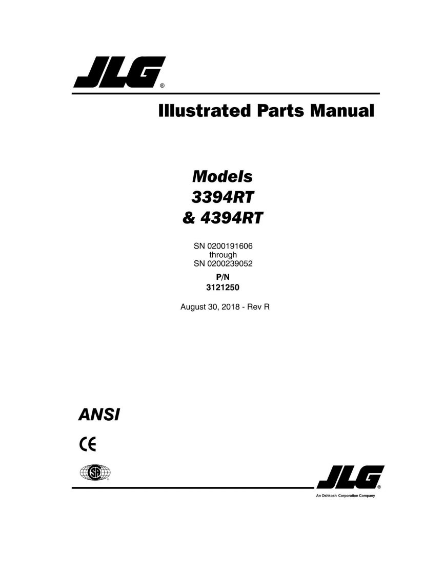 JLG-R_3394RT-4394RT_JLG_Parts_English维修维护与零部件目录手册