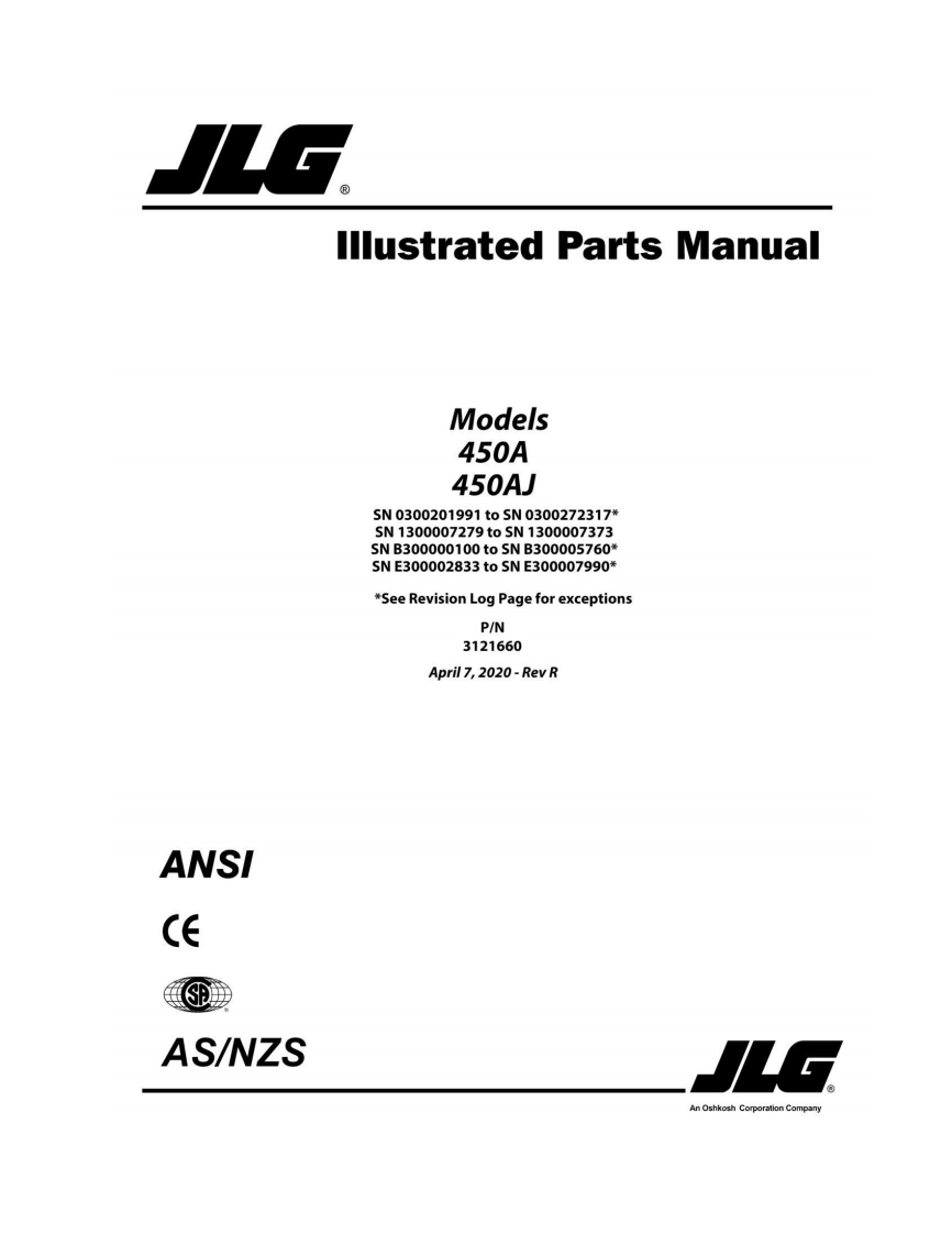 JLG-R_450A-450AJ_JLG_Parts_English维修维护与零部件目录手册