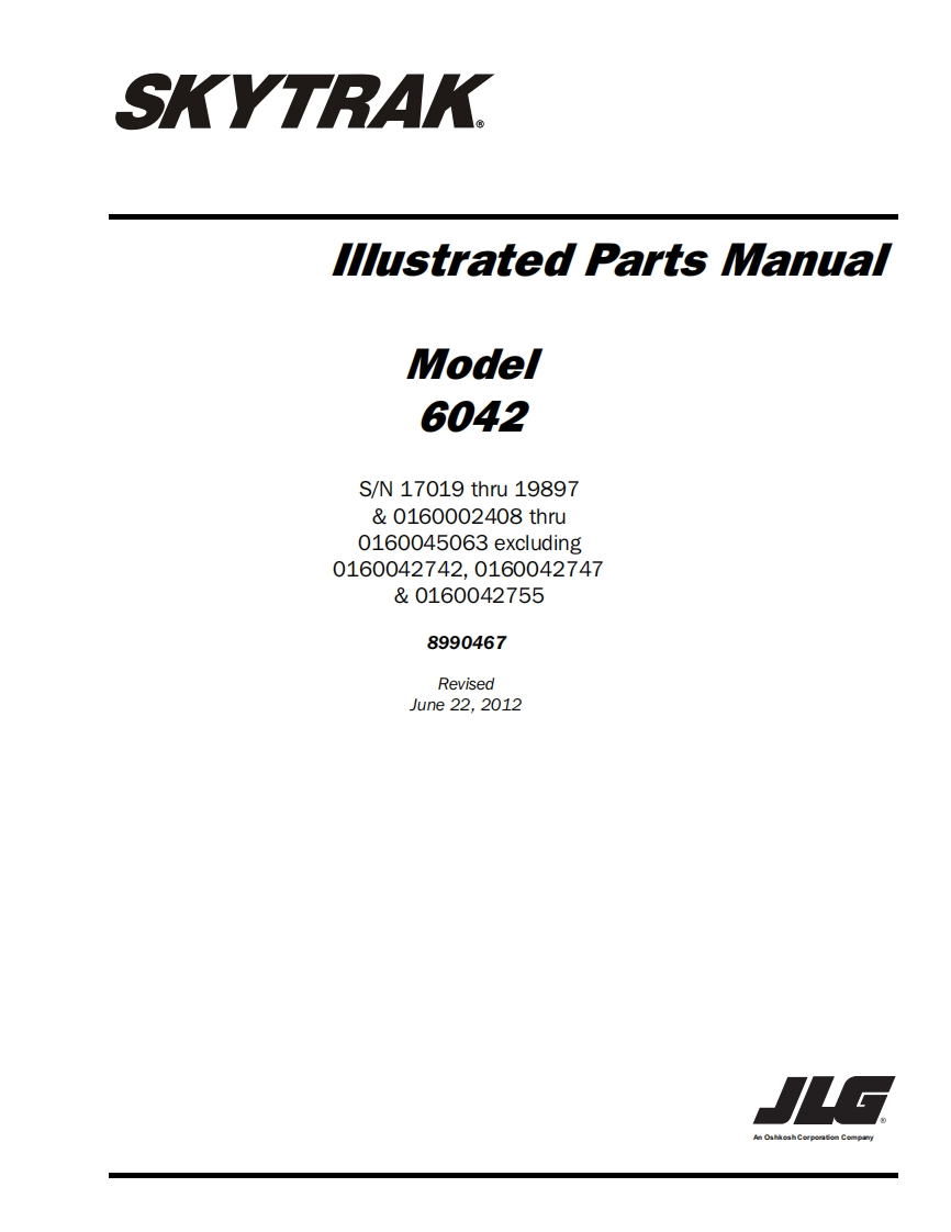 JLG-SKYTBAK-llustrated-Parts-Manual-Model-6042零部件选型说明书手册