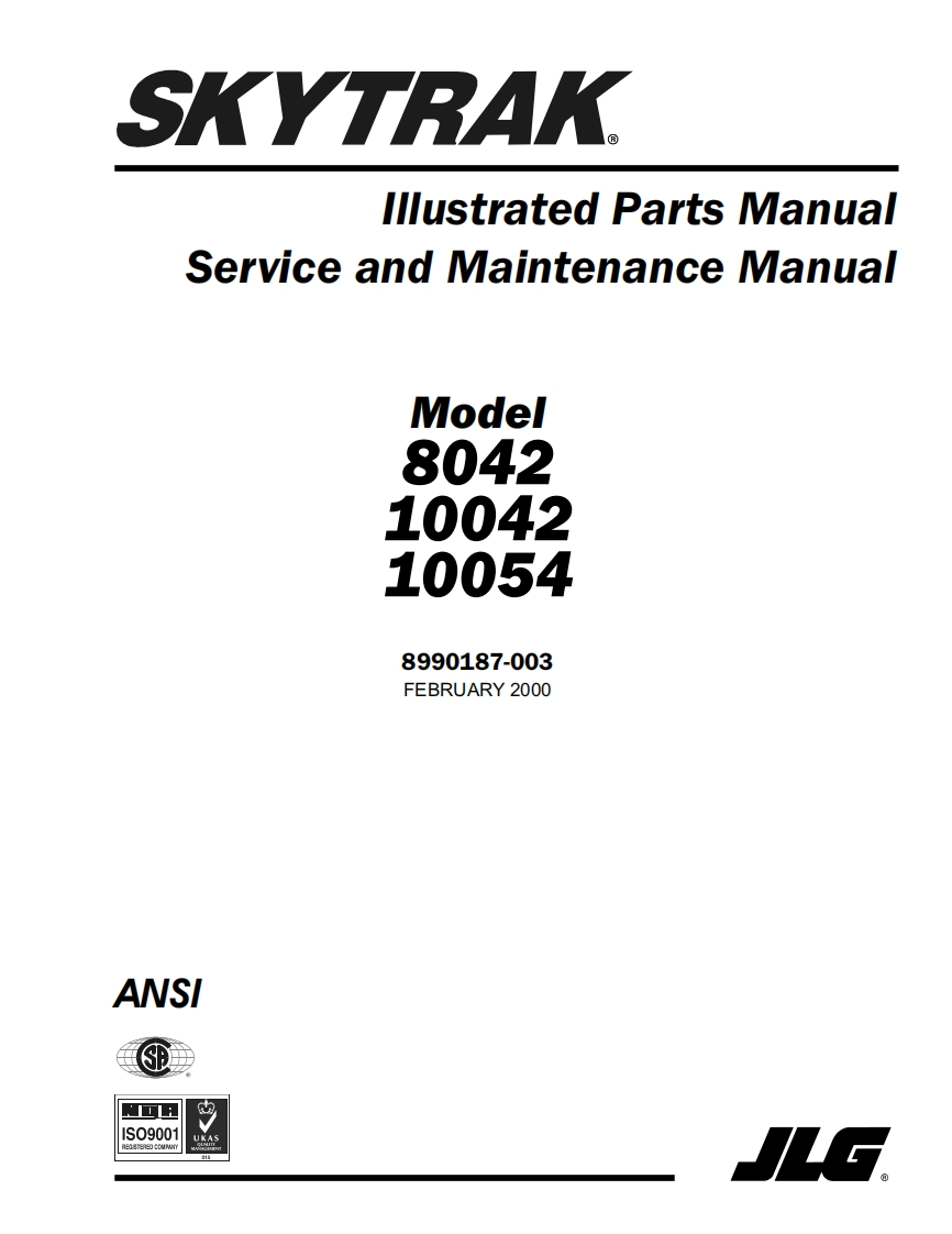 JLG-SKYTRAK-llustrated-Parts-Manual-Service-and-Maintenance-Manual-Model-8042零部件选型说明书手册