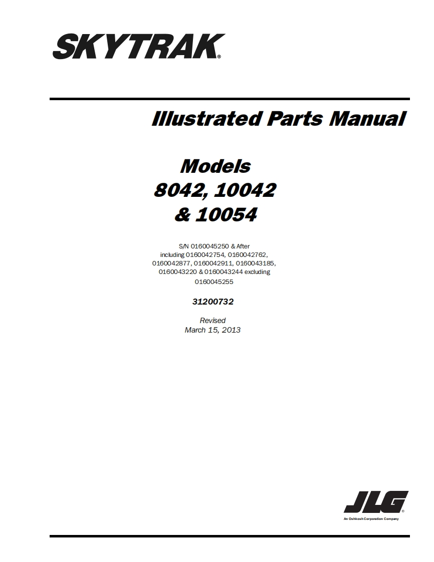 JLG-SKYTRAK-ustrated-Parts-Manual-Models-8042-10042-3-10054零部件选型说明书手册