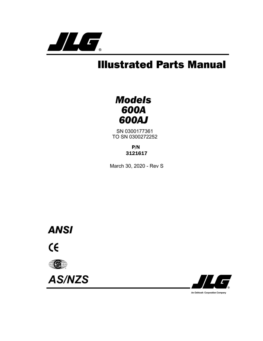 JLG-S_600A-600AJ_JLG_Parts_English维修维护与零部件目录手册