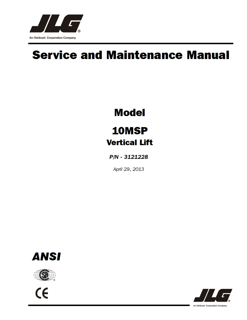 JLG10MSP维修维护操作手册说明书