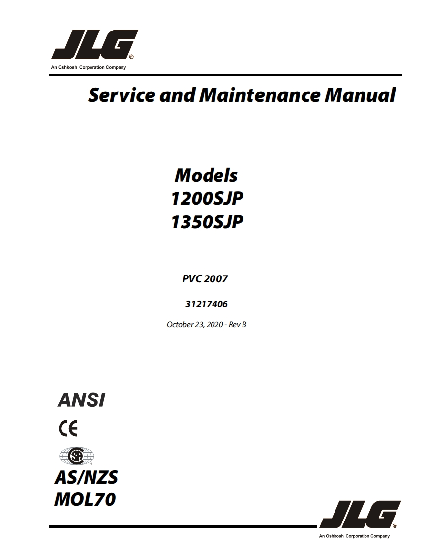 JLG1200SJP1350SJP高空作业平台升降机车操作与维修电器原理手册