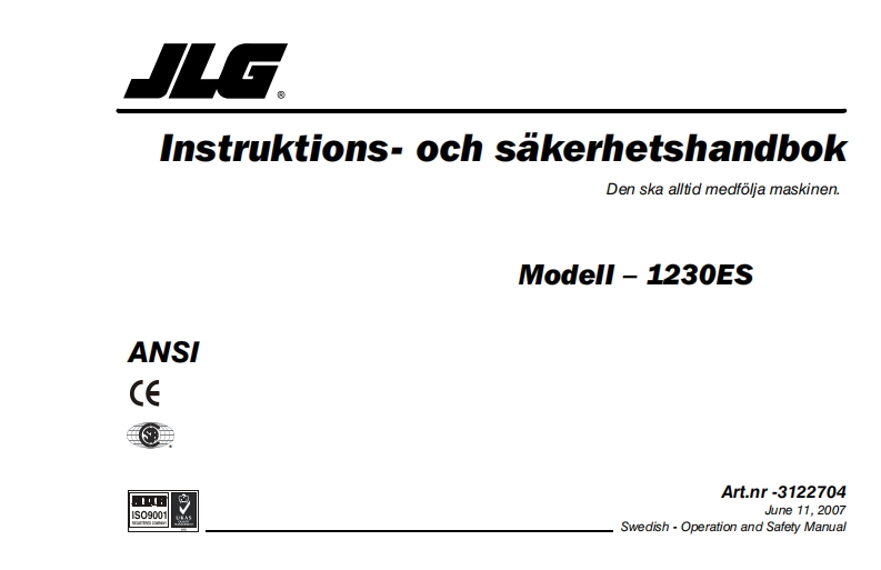 JLG1230操作说明书手册