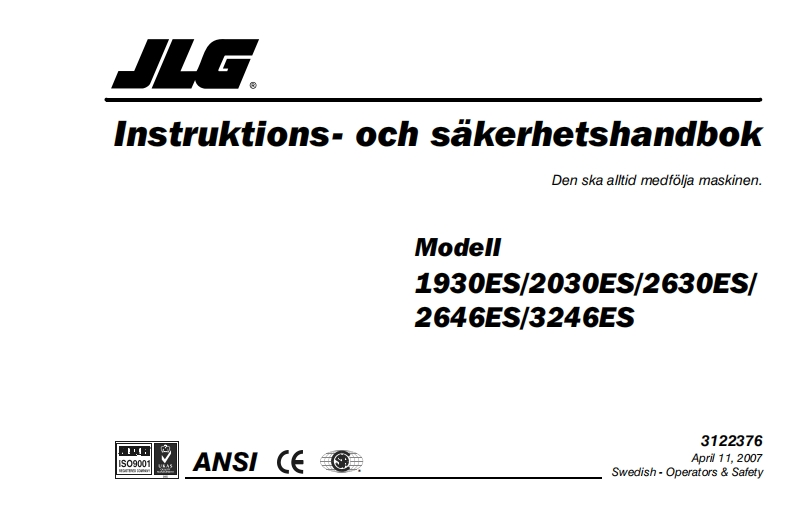 JLG1930-3246操作说明书手册