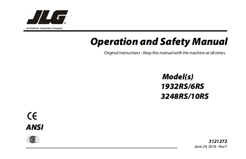 JLG1932R-JLG-高空作业平台升降机车操作与维修维护说明书手册-and-Safety-Manual