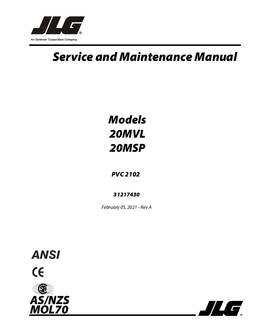 JLG20MVL20MSP高空作业平台升降机车操作与维修电器原理手册