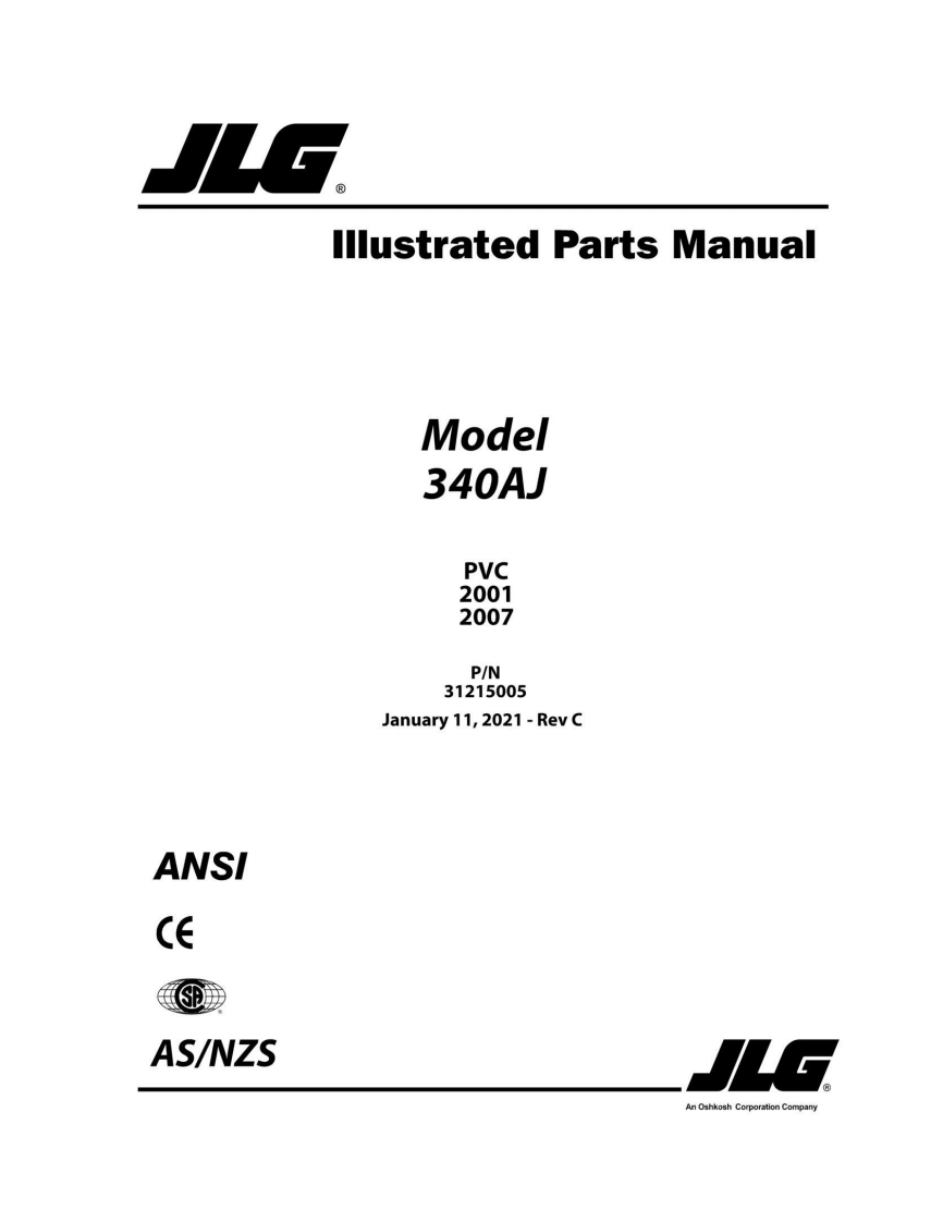 JLG340AJP高空作业平台升降机车操作与维修电器原理手册