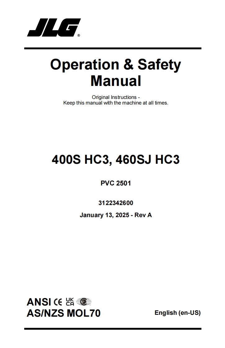 JLG400S-HC3460SJ-HC3_JLG_高空作业平台升降机车操作与维修维护说明书手册_English