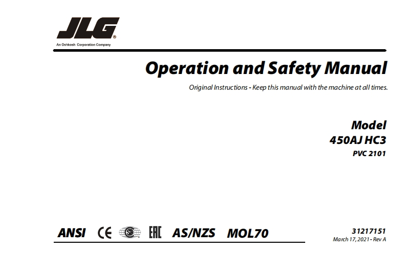 JLG450AJ-HC3_JLG_高空作业平台升降机车操作与维修维护说明书手册_English-1