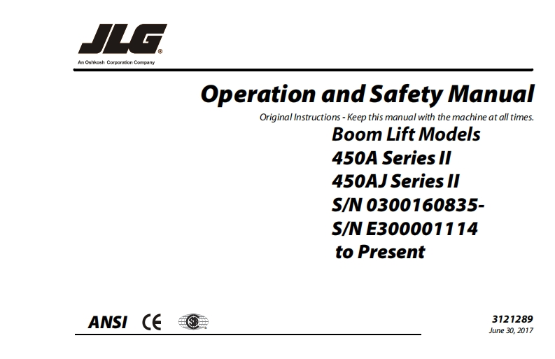JLG450AJ-高空作业平台升降机车操作与维修维护说明书手册-Manual