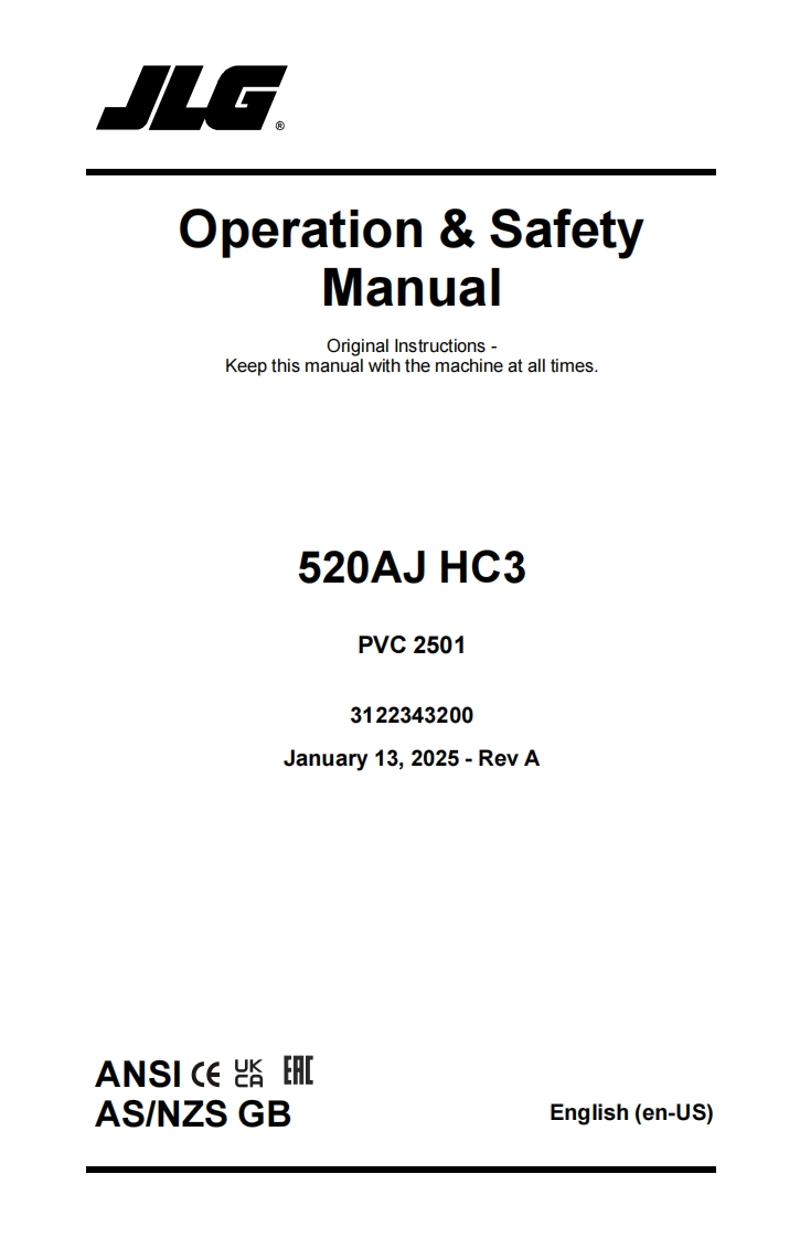 JLG520AJ-HC3_JLG_高空作业平台升降机车操作与维修维护说明书手册_English