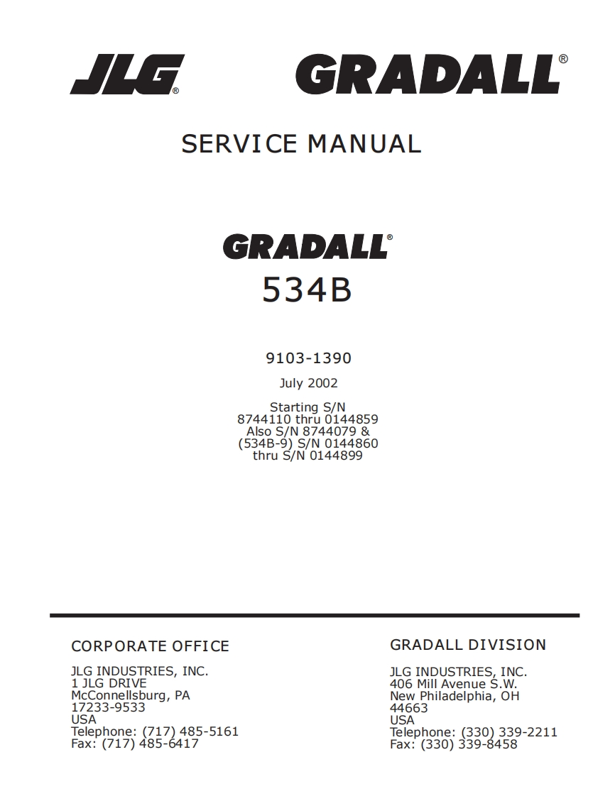 JLG534B维修手册说明书