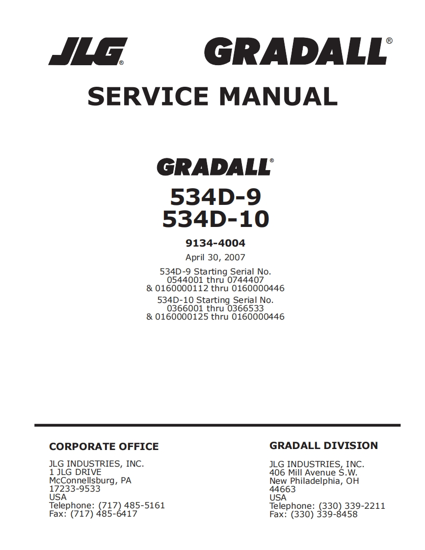 JLG534维修手册(1)说明书