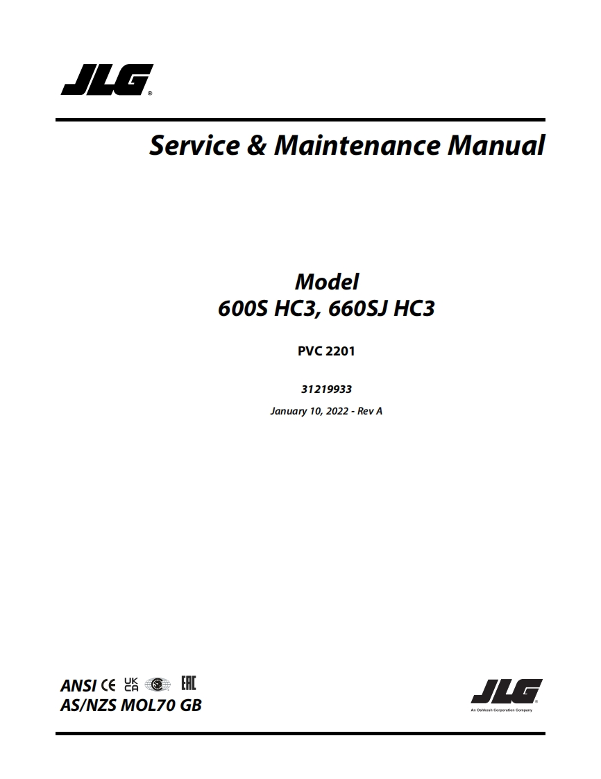 JLG600S660S高空作业平台升降机车操作与维修电器原理手册