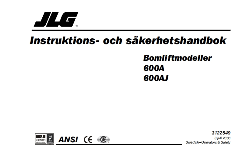 JLG600aj操作说明书手册