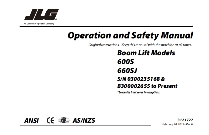 JLG660SJ-高空作业平台升降机车操作与维修维护说明书手册-Manual