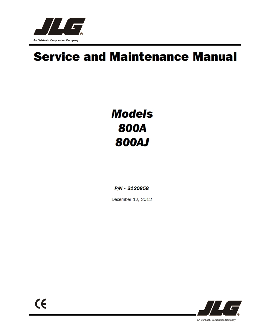 JLG800A(J)维修维护操作手册说明书
