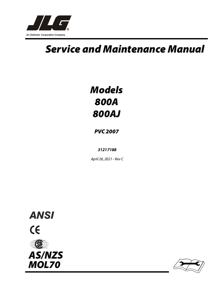 JLG800A800AJ高空作业平台升降机车操作与维修电器原理手册