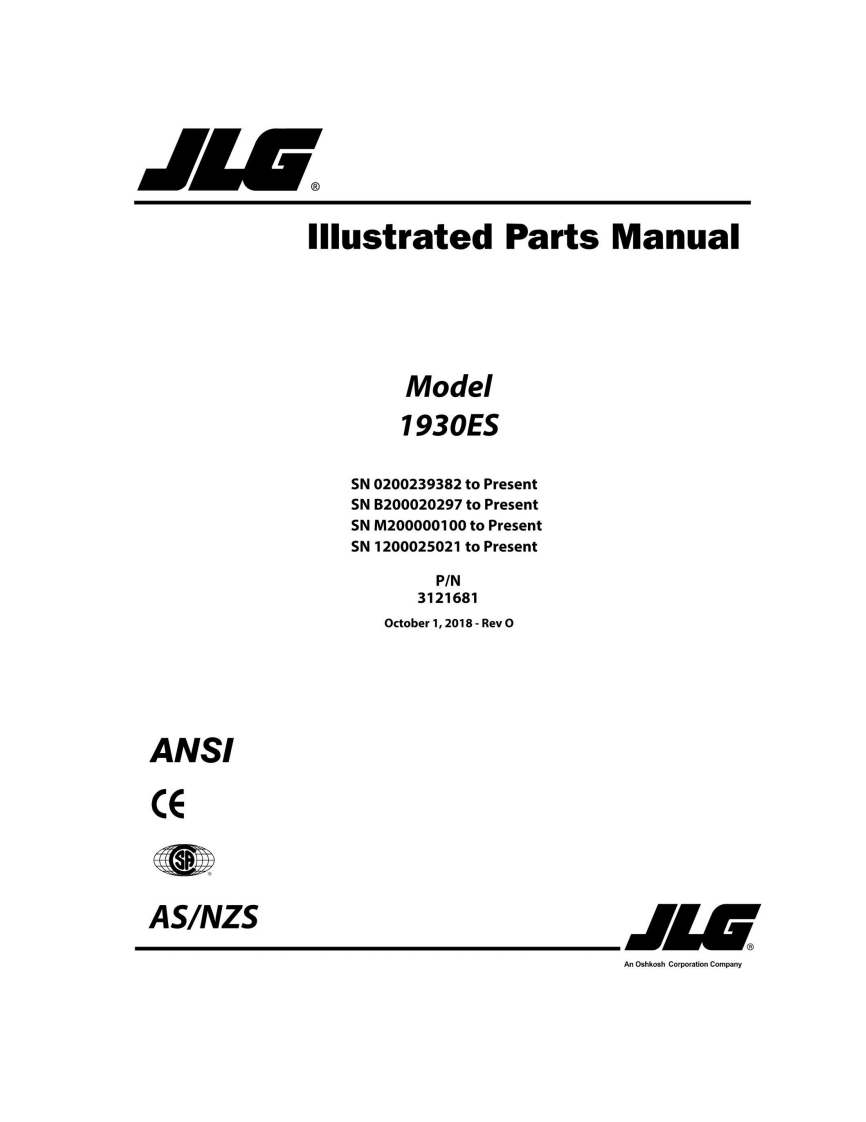 JLGJLG-1930ES-Parts-Manual零部件选型手册