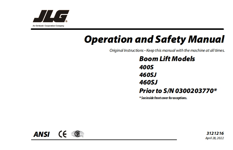 JLG_400S460SJ_JLG_高空作业平台升降机车操作与维修维护说明书手册_English