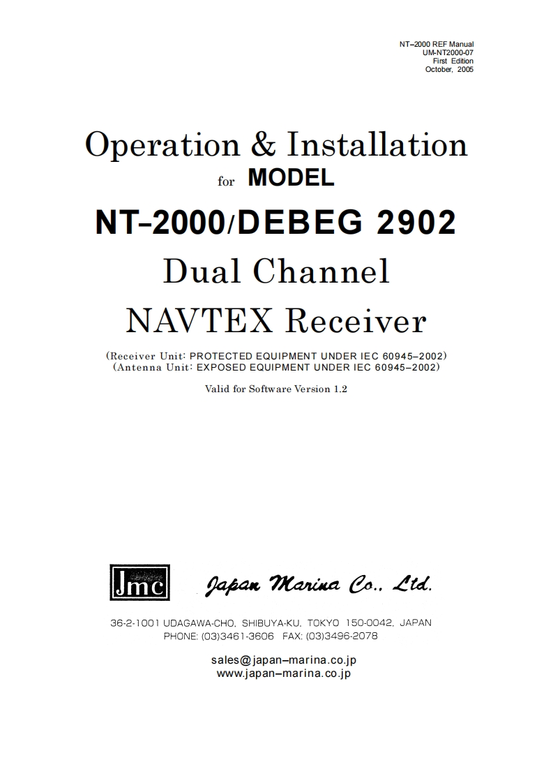 JMC-NT-2000-Navtex-Receiver-Manual操作说明书手册