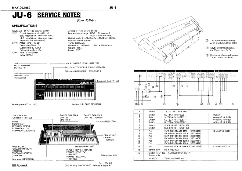JUNO-6_维修手册电器原理图