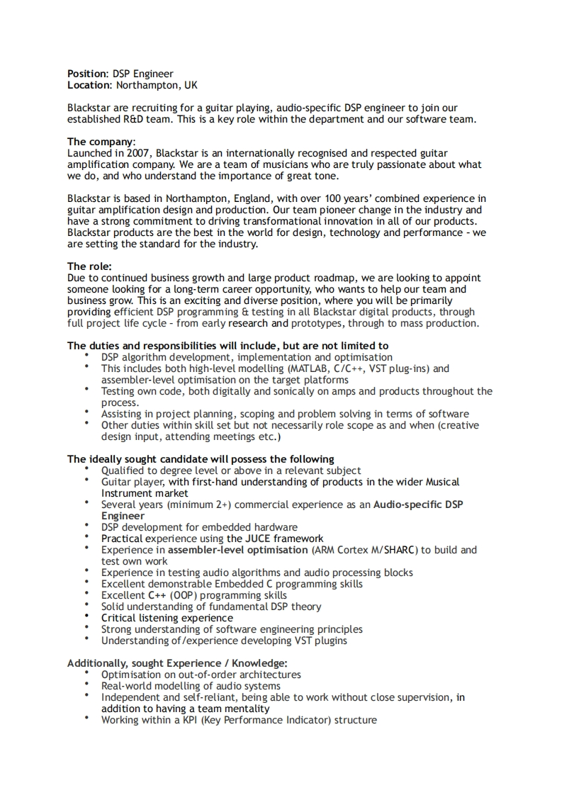 JobDescription-AudioDSPEngineer