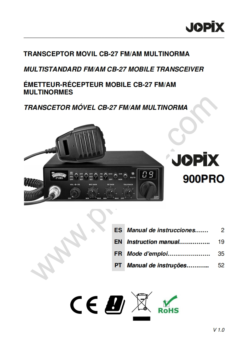 Jopix_900PRO_ENG_ESP_FR_PT操作说明书手册