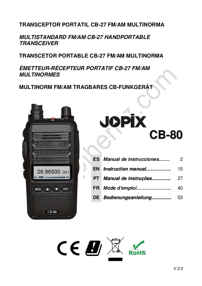 Jopix_CB80_ESP_ENG_FR_PT操作说明书手册