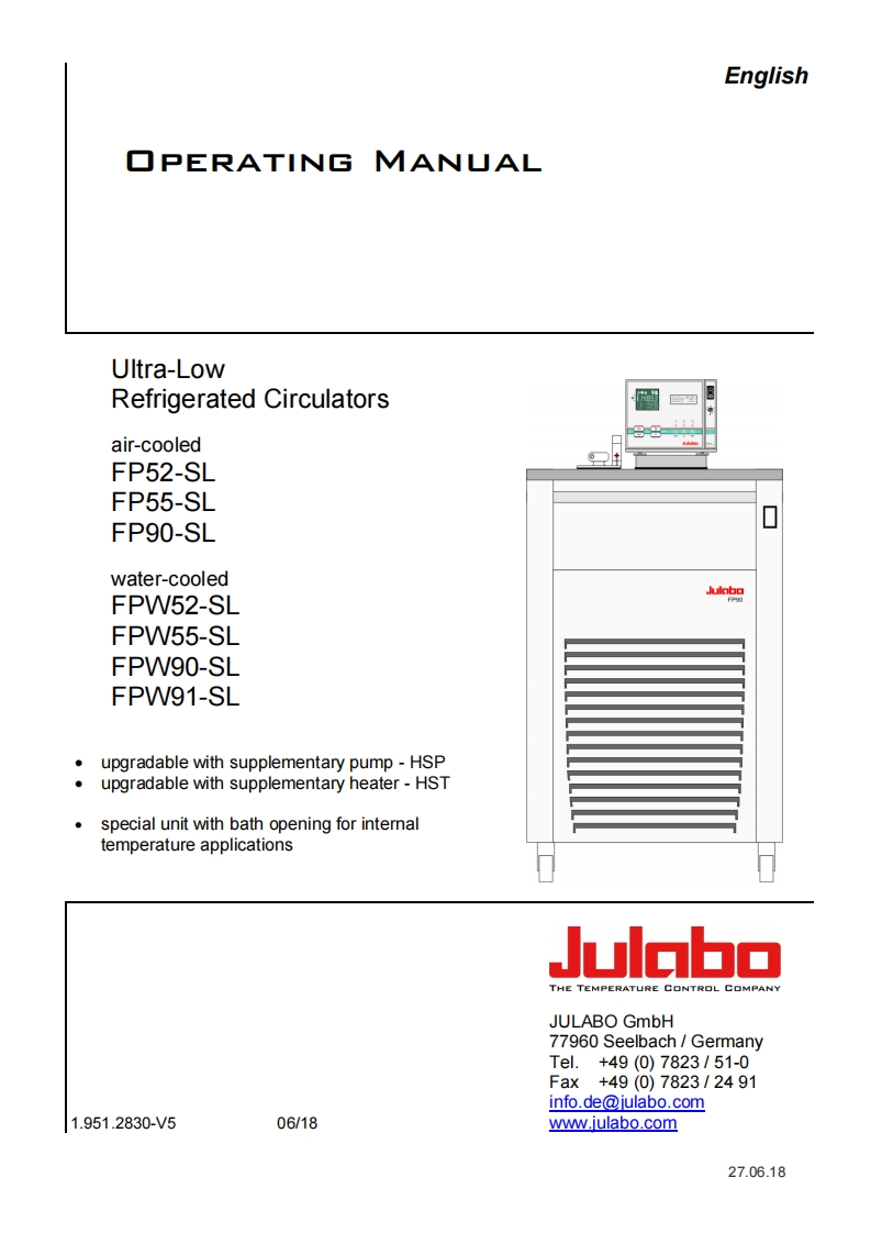 Julabo_FPW90-SL-User-操作说明书手册
