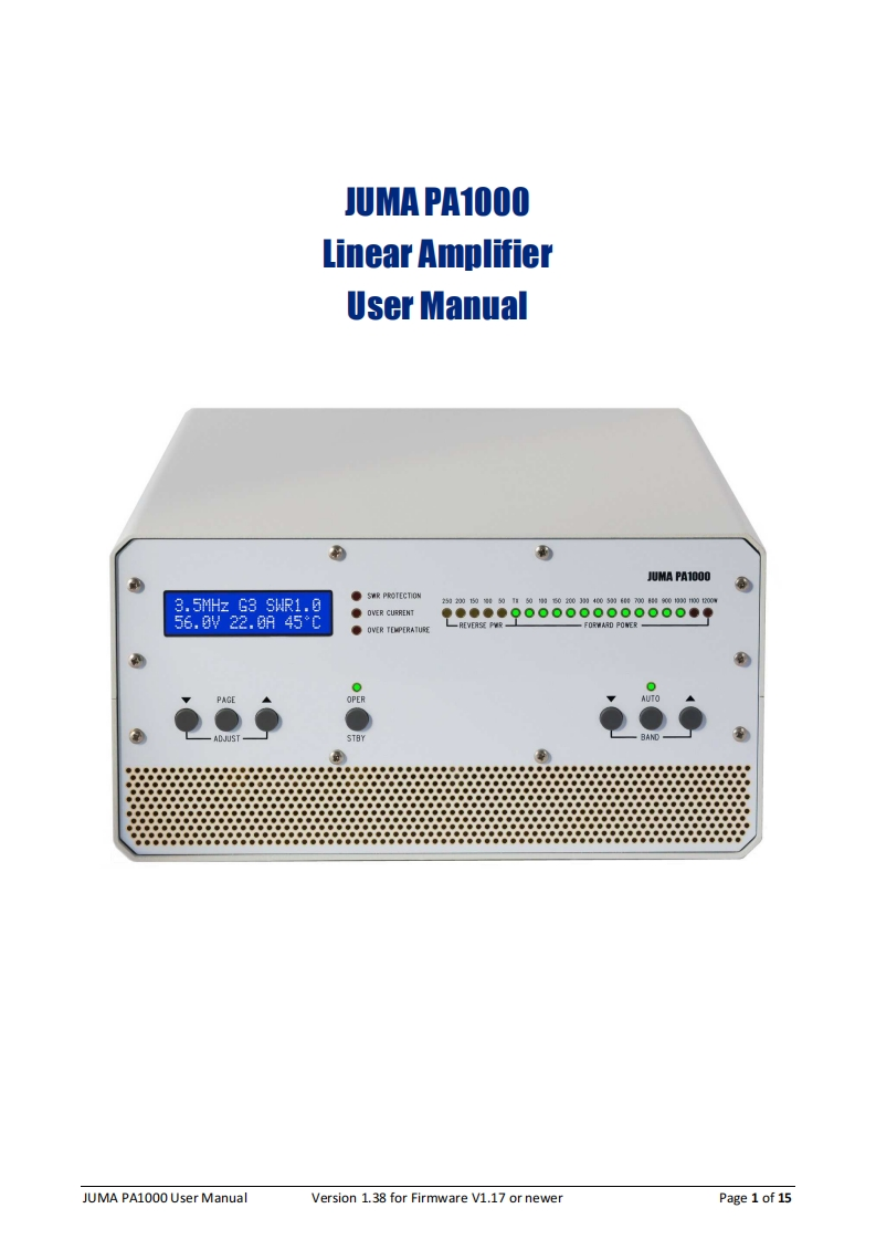 Juma_PA1000_manual操作说明书手册_v1.38