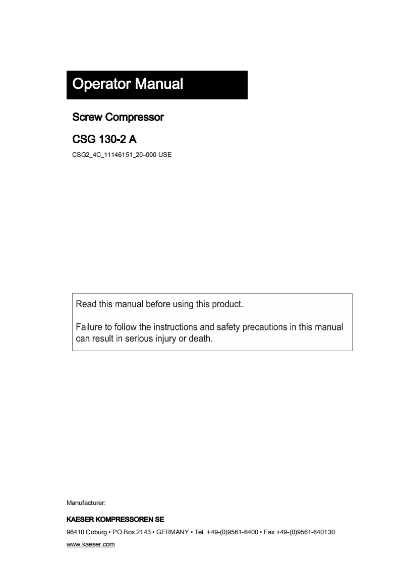 KAESER凯撒csg2_4c_11146151_20-000_00use操作维护说明书手册