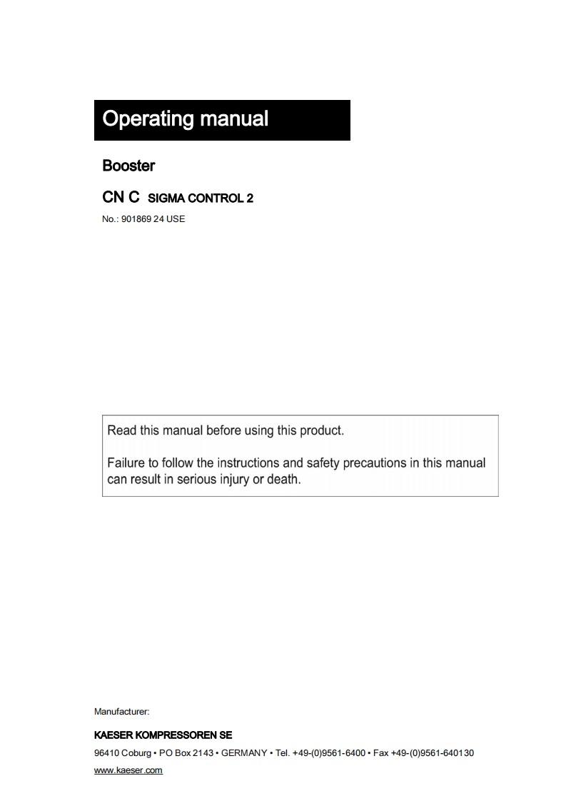 KAESER凯撒service-manual_-cn-boosters操作维护说明书手册