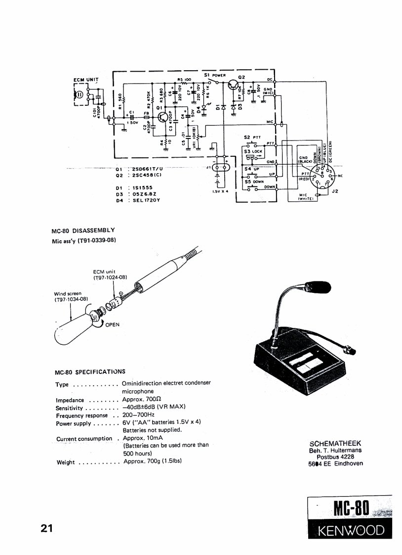KENWOOD--MC-80-维修电器原理图手册-Specs